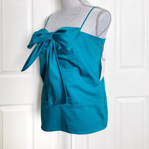 LEWIT Teal Bow Front Camisole Top Asymmetrical - Picture 4 of 12